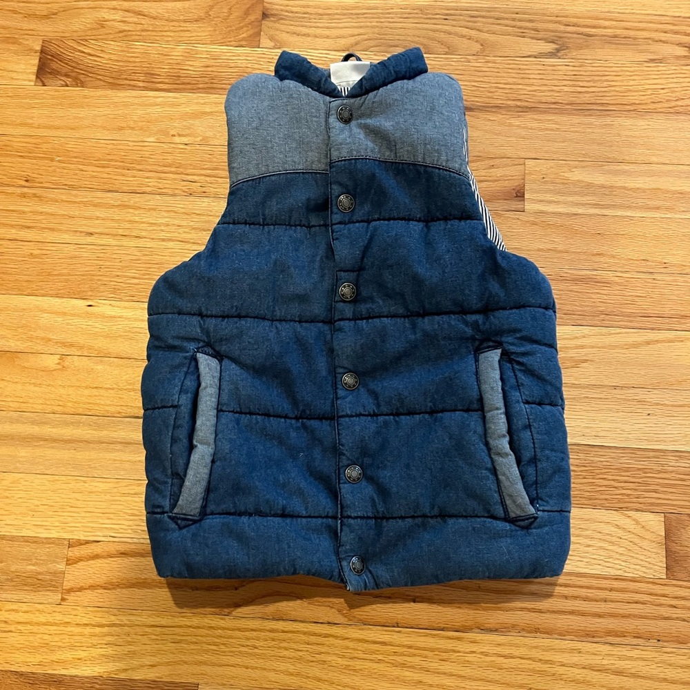 Hanna Andersson Navy Blue & Heather Gray Puffer Vest